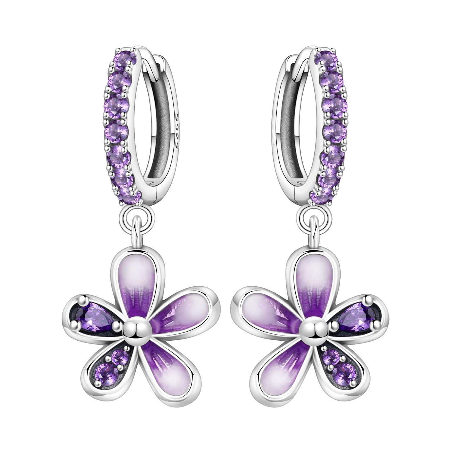 925 Silver Purple Flower Drop Earrings Women Earrings Charm Fashion Versatile Party Jewelry Gifts
925 Silver Purple Flower Drop Earrings Women Earrings Charm Fashion Versatile Party Jewelry Gifts