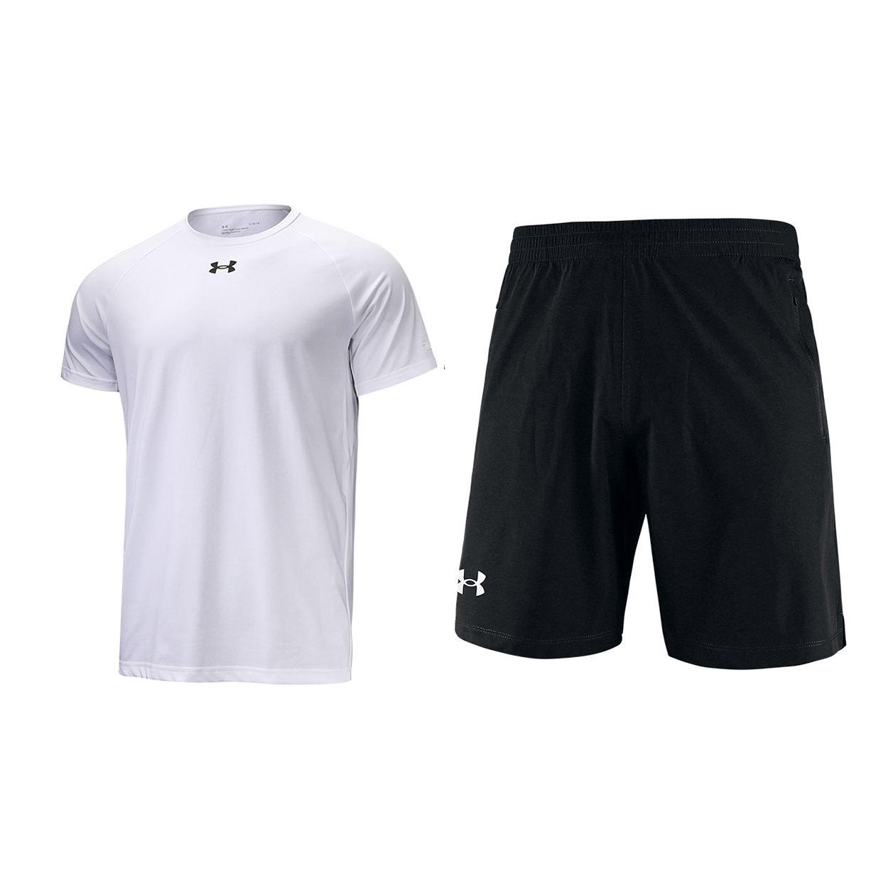 Under Armour Pullover Letter Logo Print Raglan Short Sleeve T-Shirt And Elastic Waist Mid Rise Shorts Casual Sports Set 22500518-100+22500214-001
Under Armour Pullover Letter Logo Print Raglan Short Sleeve T-Shirt And Elastic Waist Mid Rise Shorts Casual Sports Set 22500518-100+22500214-001