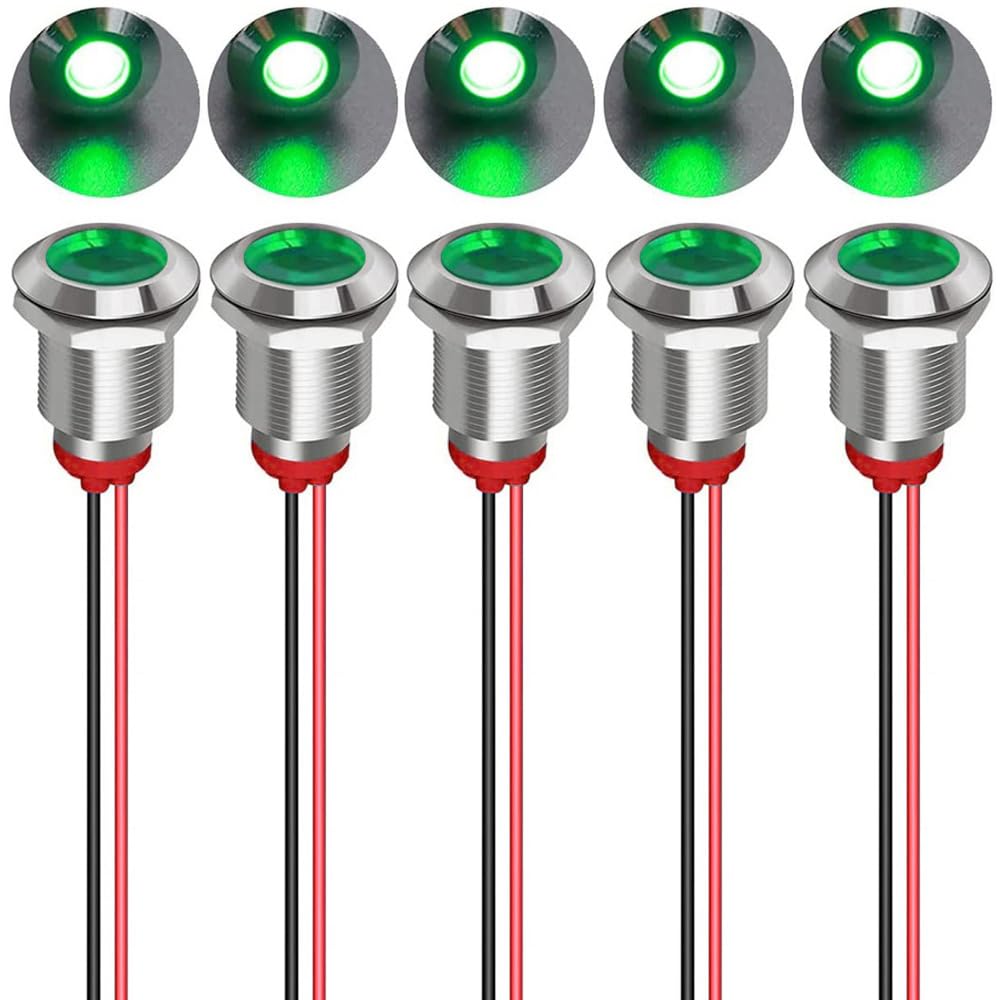 Kiligen 5pcs 12mm AC/DC12-24V LED Waterproof Indicator Light Pilot Light Signal Indicator (Green)
Kiligen 5pcs 12mm AC/DC12-24V LED Waterproof Indicator Light Pilot Light Signal Indicator (Green)