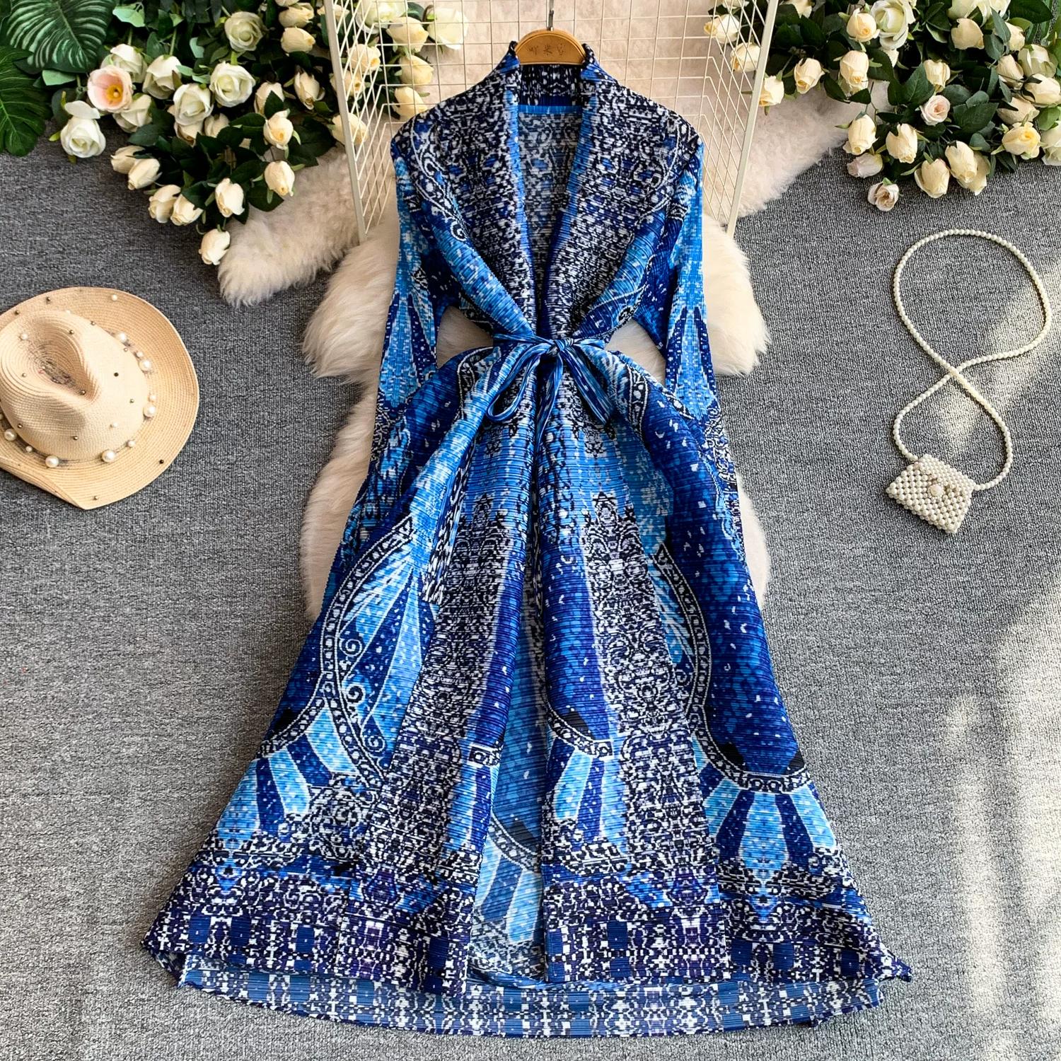 Summer Autumn Pleated Long Sleeve Turndown Collar Cardigan Fashionable Printed Abaya Women 2026 New Designer Elegant Loose Coats Dress One size fits all синій
Summer Autumn Pleated Long Sleeve Turndown Collar Cardigan Fashionable Printed Abaya Women 2026 New Designer Elegant Loose Coats Dress One size fits all синій