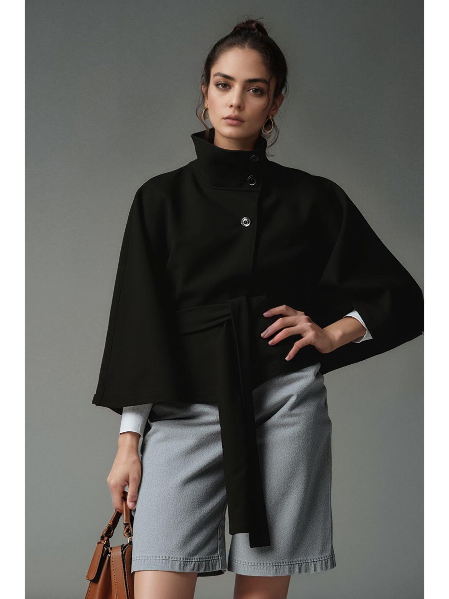 Women s Autumn/Winter Wool Cape Coat with Stand Collar & Belt Small чорний
Women s Autumn/Winter Wool Cape Coat with Stand Collar & Belt Small чорний