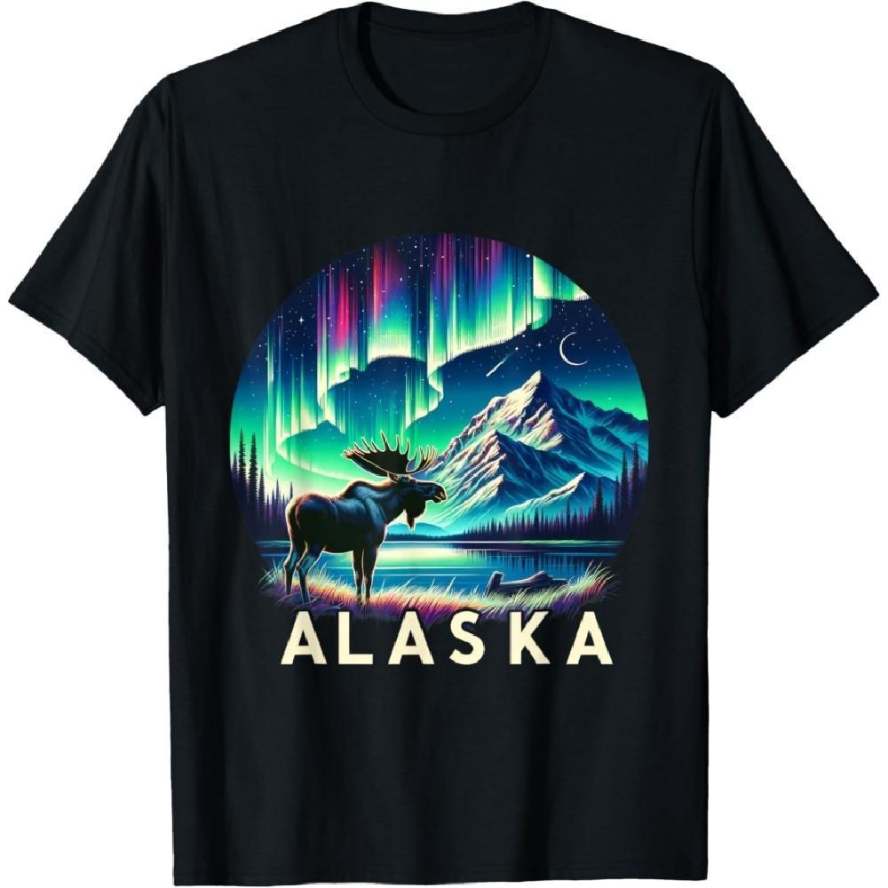 Alaska Northern Lights Aurora Viewing Moose Vacation Alaska T-Shirt S
Alaska Northern Lights Aurora Viewing Moose Vacation Alaska T-Shirt S