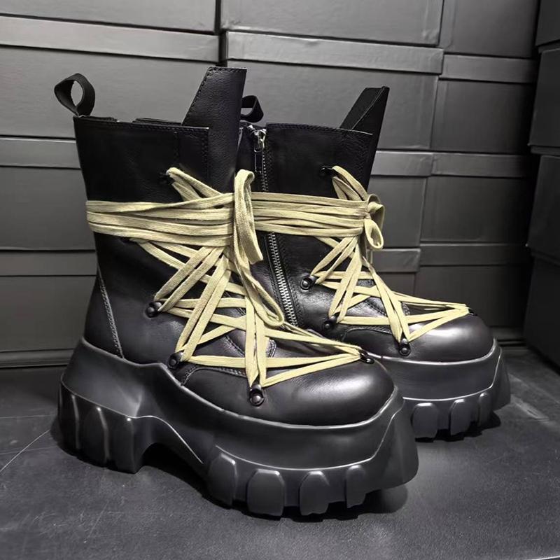 High Top Muffin Shoes Cross Strappy Round Toe Platform Flats Vintage Motorcycle Boots Genuine Leather Side Zippers Mens Shoes 48
High Top Muffin Shoes Cross Strappy Round Toe Platform Flats Vintage Motorcycle Boots Genuine Leather Side Zippers Mens Shoes 48