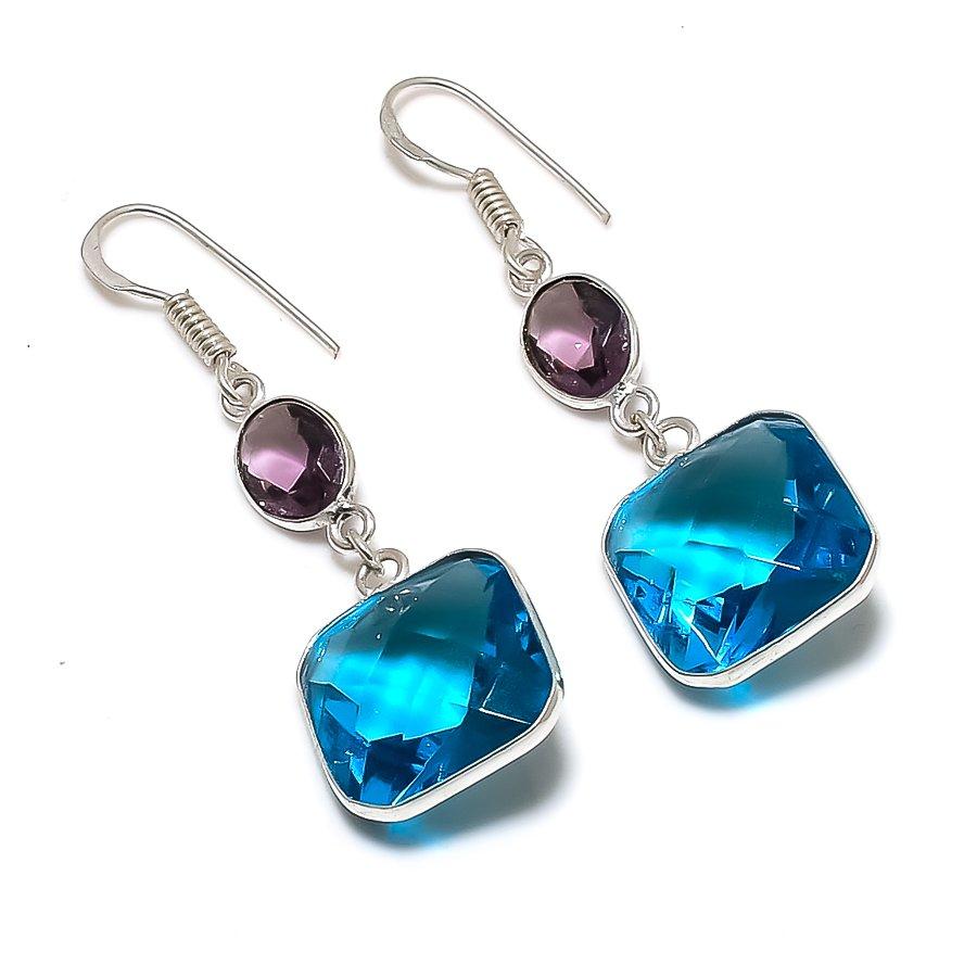 Серьги из серебра 925 пробы с натуральным швейцарским голубым топазом и аметистом 1,97 дюйма v3d84
Серьги из серебра 925 пробы с натуральным швейцарским голубым топазом и аметистом 1,97 дюйма v3d84