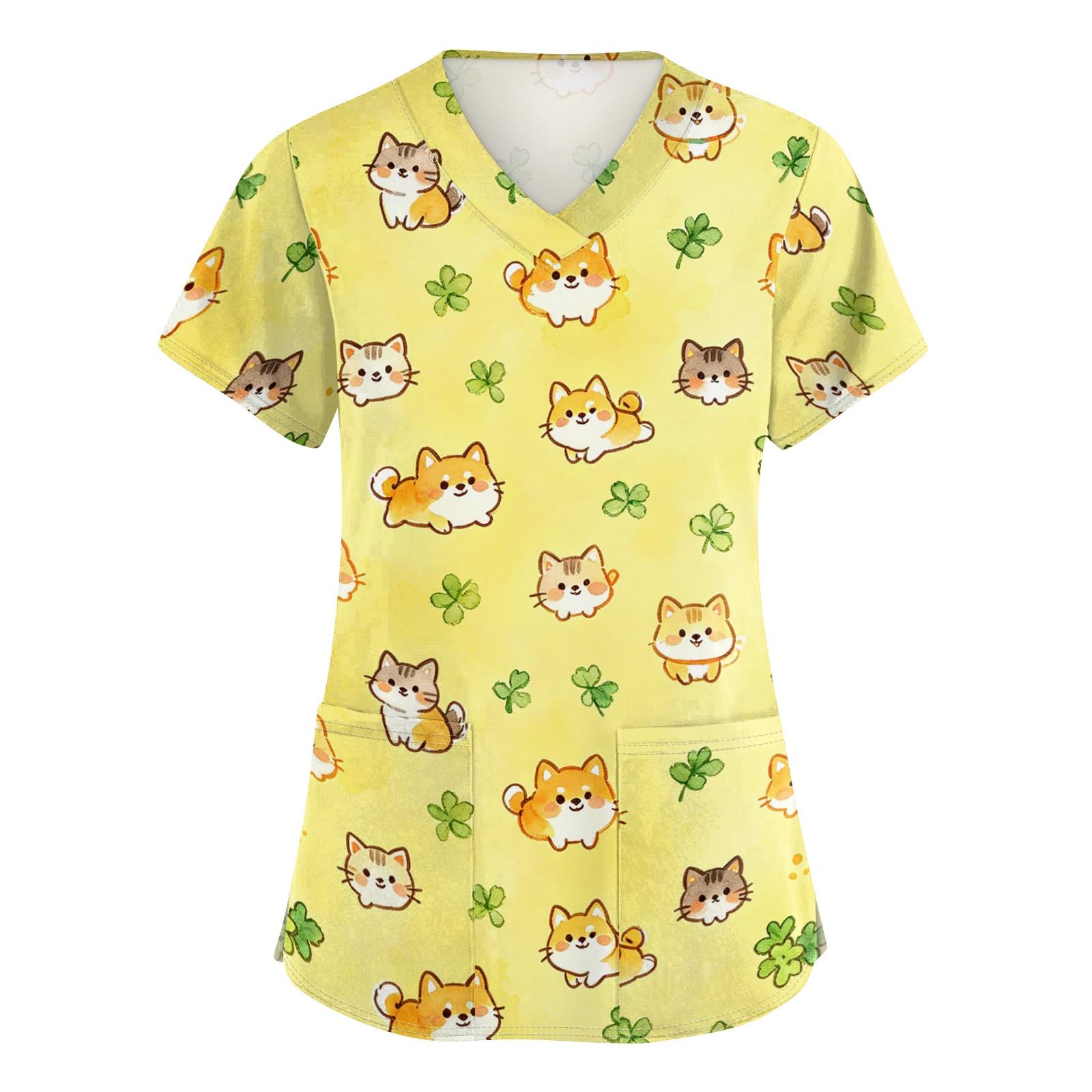 Women V Neck Short Sleeve Work Top with Pockets Animal Print Scrub Shirt for Healthcare Professionals Comfortable Fit XL жовтий
Women V Neck Short Sleeve Work Top with Pockets Animal Print Scrub Shirt for Healthcare Professionals Comfortable Fit XL жовтий