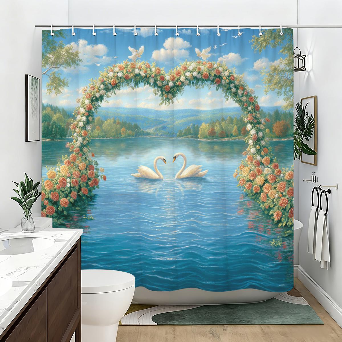 Vibrant Swans In The Valley Water Pattern Polyester Shower Curtain - Nautical Style Bathroom Decor Fabric Bathtub Curtain W60H190(CM)-1 Pcs
Vibrant Swans In The Valley Water Pattern Polyester Shower Curtain - Nautical Style Bathroom Decor Fabric Bathtub Curtain W60H190(CM)-1 Pcs