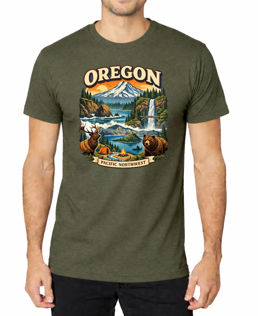 Oregon T Shirt Pacific Northwest Graphic Tee Nature Mountain Elk Bear Vintage St 3XL
Oregon T Shirt Pacific Northwest Graphic Tee Nature Mountain Elk Bear Vintage St 3XL