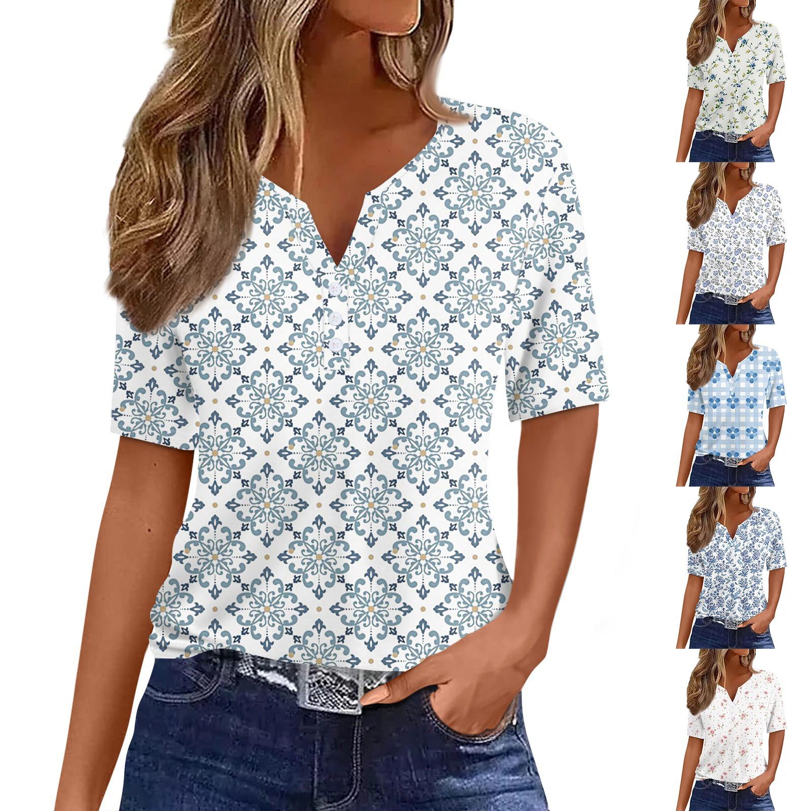 Women s T Shirt Tee Print Button Short Sleeve Daily Weekend Fashion Basic V-Neck Regular Top L білий
Women s T Shirt Tee Print Button Short Sleeve Daily Weekend Fashion Basic V-Neck Regular Top L білий