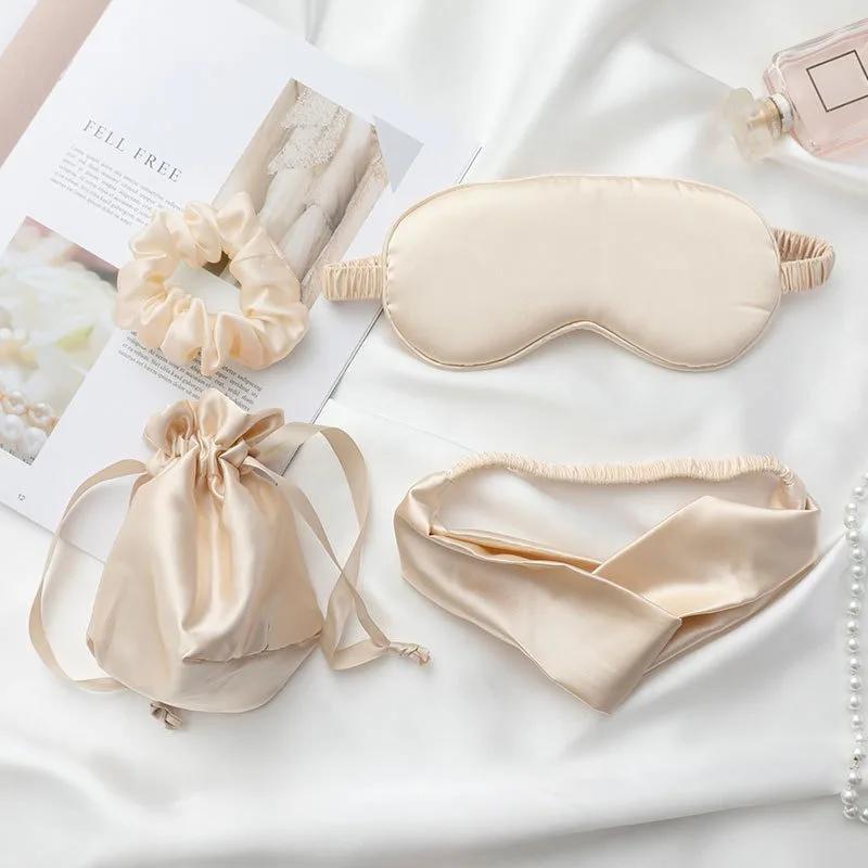4 Pcs For Girls Ladies Apricot Silk Sleep Eye Mask Travel Set Soft with Hair Scrunchie Head Band and Travel Pouch
4 Pcs For Girls Ladies Apricot Silk Sleep Eye Mask Travel Set Soft with Hair Scrunchie Head Band and Travel Pouch