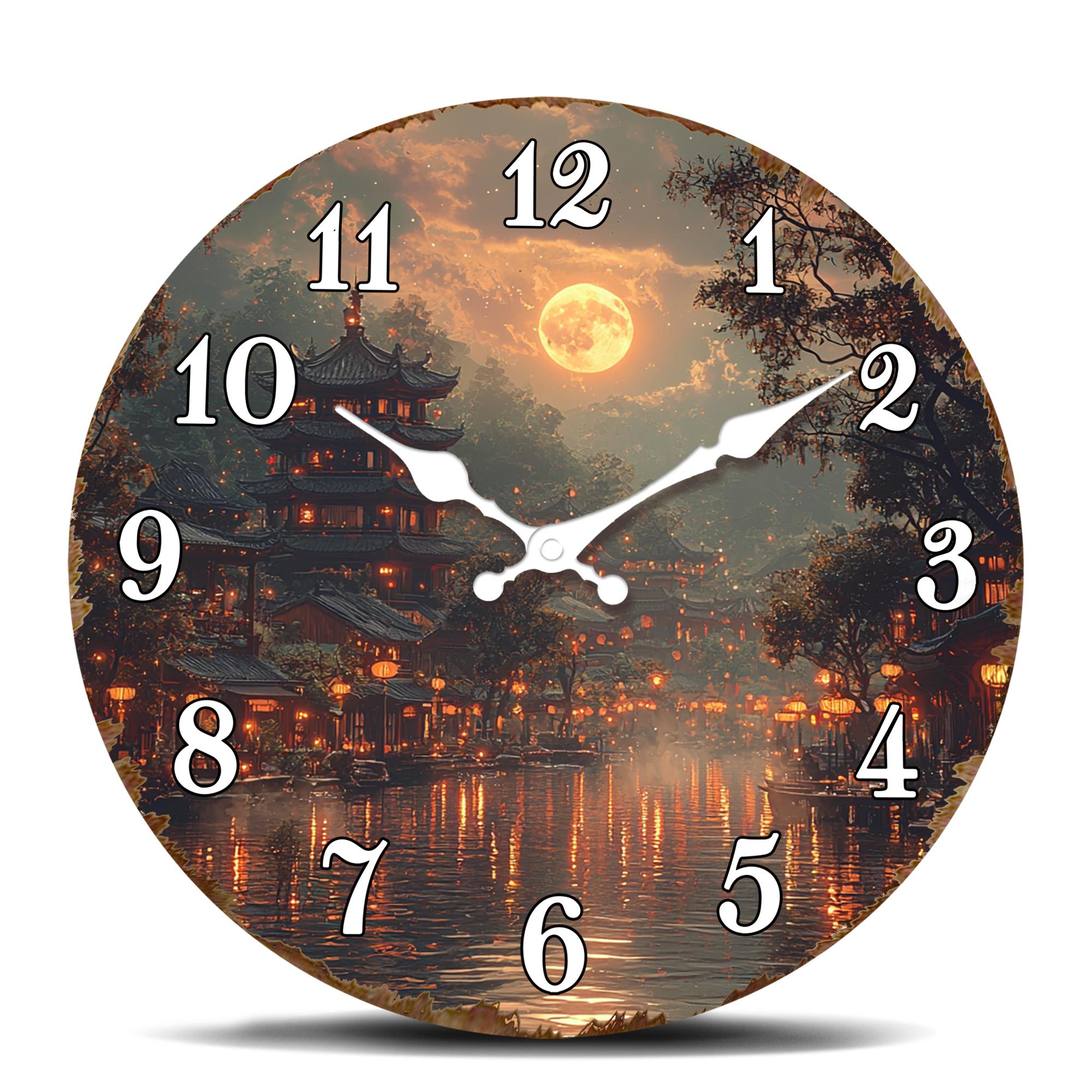 Serene Pagoda Moonlight Wall Clock - Traditional Asian-Inspired Landscape with Full Moon, Tranquil Round Decor Clock for Home 10 inch
Serene Pagoda Moonlight Wall Clock - Traditional Asian-Inspired Landscape with Full Moon, Tranquil Round Decor Clock for Home 10 inch