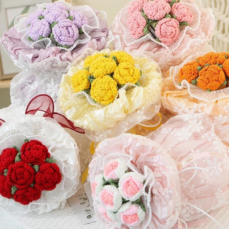 Rose Flower Bouquet Knitted Rose Wedding Artificial Flower Bouquet Flower Arrangement Red Roses DIY Hand-Knitted Fake Flowers
Rose Flower Bouquet Knitted Rose Wedding Artificial Flower Bouquet Flower Arrangement Red Roses DIY Hand-Knitted Fake Flowers