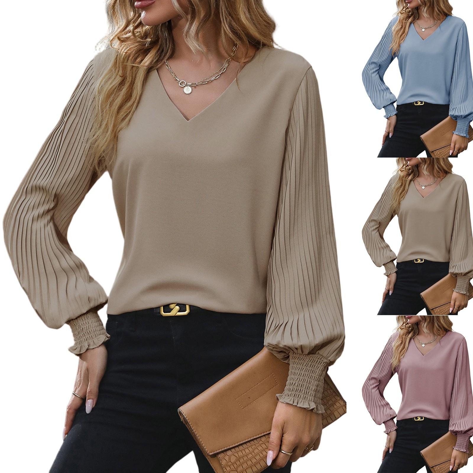 Women s Fashion Pleated V-Neck Long Sleeve Solid Color Long Sleeve Top XL хакі
Women s Fashion Pleated V-Neck Long Sleeve Solid Color Long Sleeve Top XL хакі