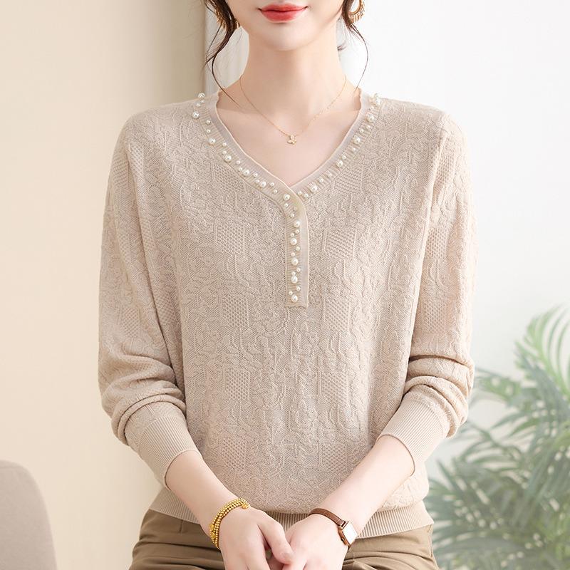 Осенний новый стиль, облегающая вязаная базовая рубашка для женщин среднего возраста, модный простой темперамент, универсальный свитер XL бежевый
Осенний новый стиль, облегающая вязаная базовая рубашка для женщин среднего возраста, модный простой темперамент, универсальный свитер XL бежевый