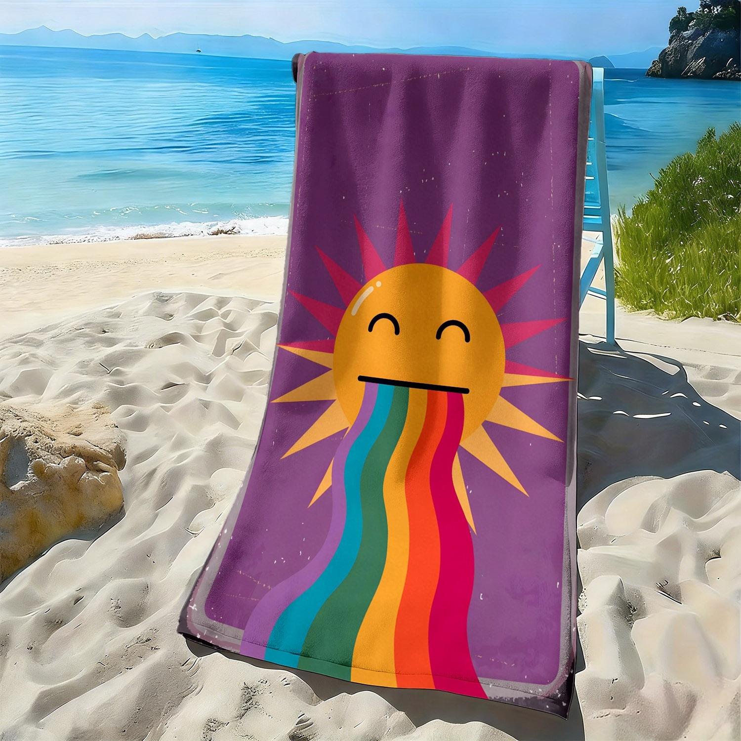 Cartoon sun and rainbow pattern polyester microfiber beach towel is highly absorbent, suitable for swimming and beach outings W30*H60(CM)
Cartoon sun and rainbow pattern polyester microfiber beach towel is highly absorbent, suitable for swimming and beach outings W30*H60(CM)