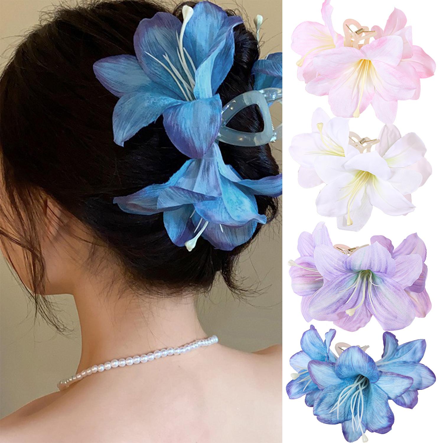 New Sweet Fairy Lily Flowers Hair Claw Beautiful Spring Large Crab Hair Clips Headdress for Woman Girls Beach Hair Accessories
New Sweet Fairy Lily Flowers Hair Claw Beautiful Spring Large Crab Hair Clips Headdress for Woman Girls Beach Hair Accessories