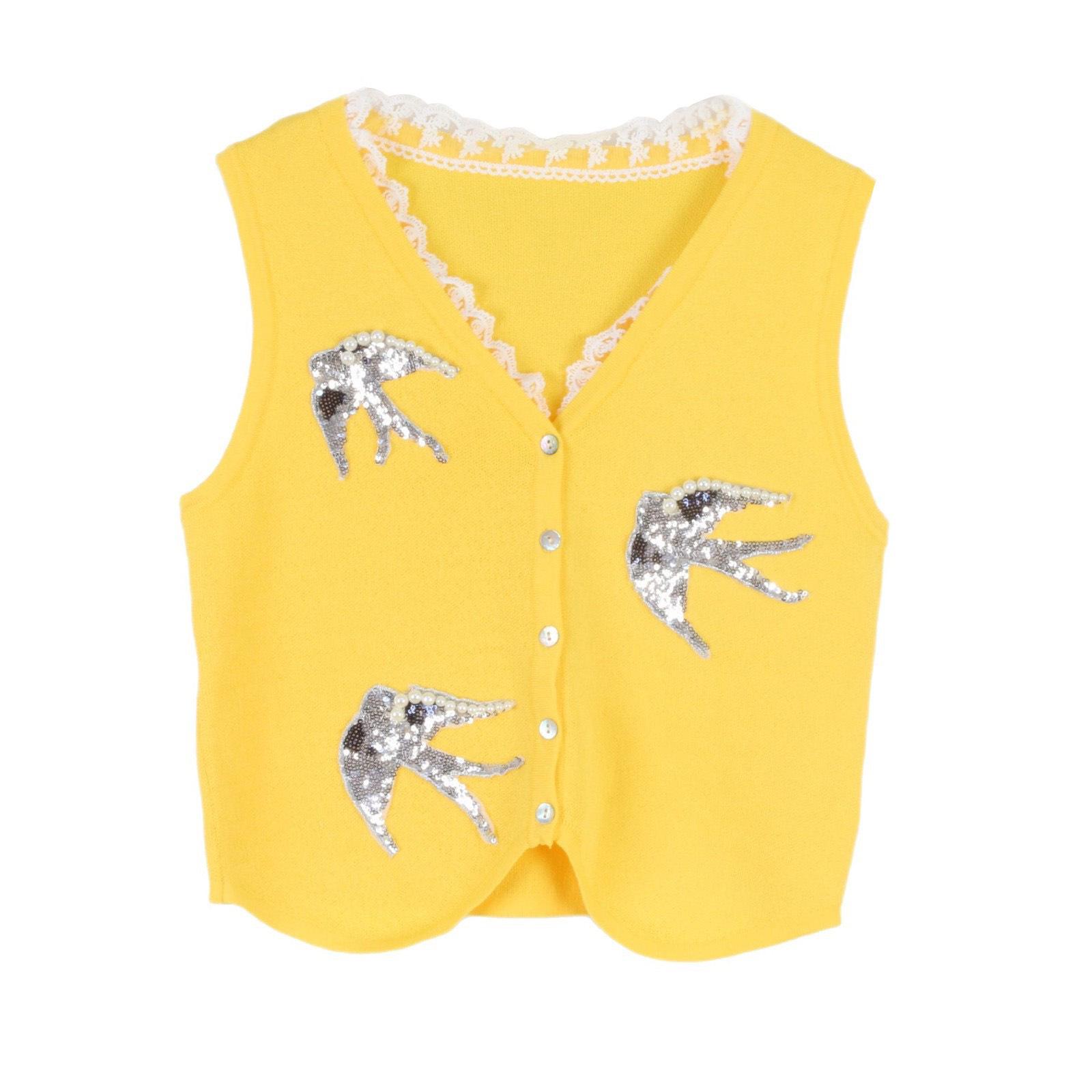 Кардиган без рукавов с V-образным вырезом из вязаного кружева с бисером от Lafite Small
Кардиган без рукавов с V-образным вырезом из вязаного кружева с бисером от Lafite Small