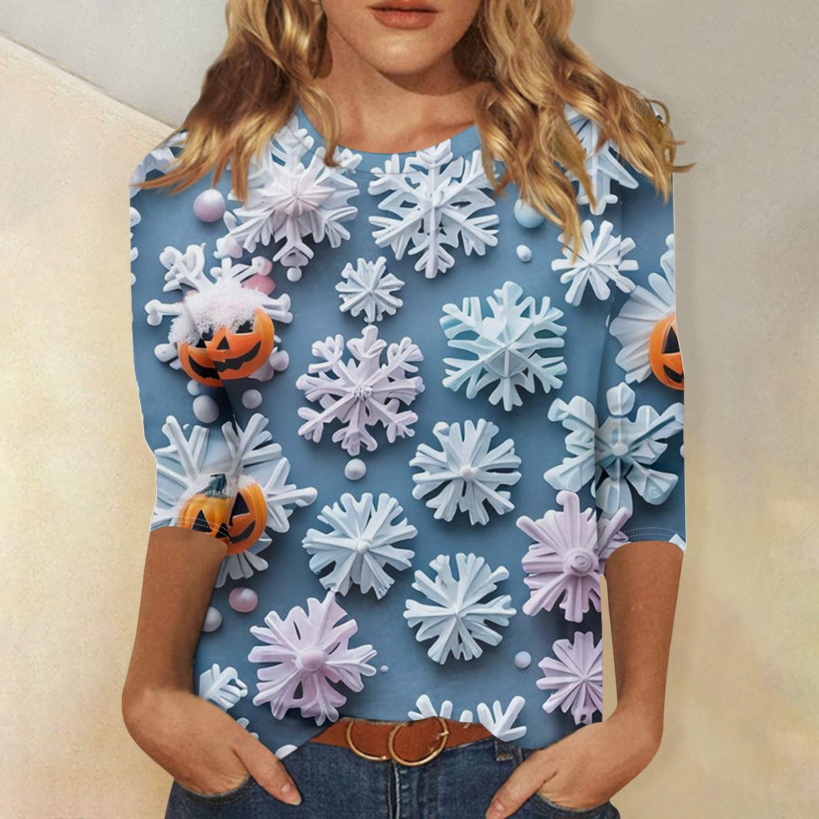 Женская модная повседневная футболка с круглым вырезом и рождественским принтом, семь рукавов M синий
Женская модная повседневная футболка с круглым вырезом и рождественским принтом, семь рукавов M синий