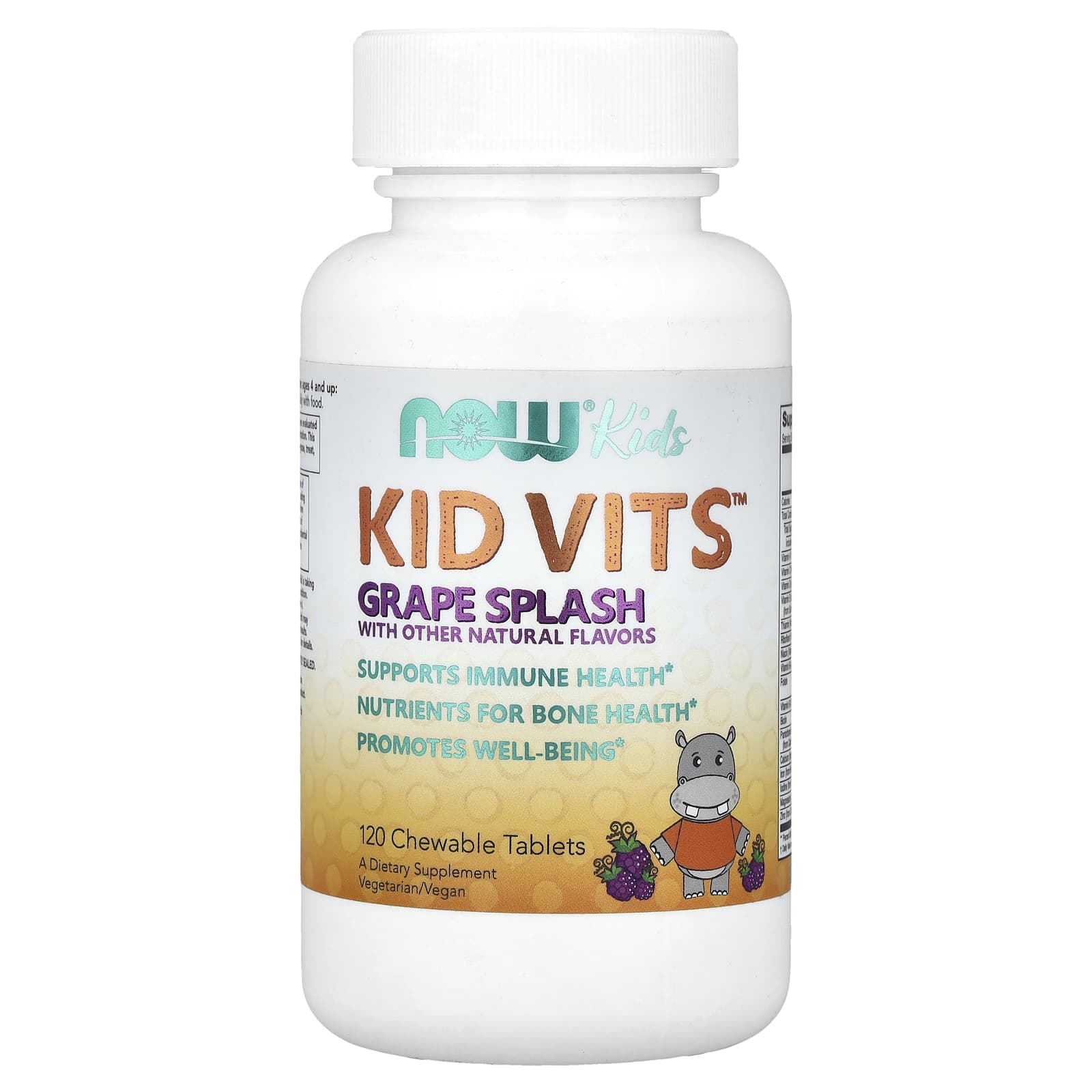 NOW Foods, Kid Vits™, Grape Splash, 120 Chewable Tablets
NOW Foods, Kid Vits™, Grape Splash, 120 Chewable Tablets