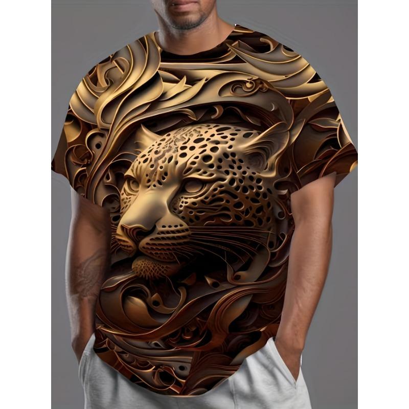 Men s Plus Size 3D Lion Pattern T-Shirt - Bold Black & Golden Animal Printed Short Sleeve Crew Neck Shirt, 4XL
Men s Plus Size 3D Lion Pattern T-Shirt - Bold Black & Golden Animal Printed Short Sleeve Crew Neck Shirt, 4XL
