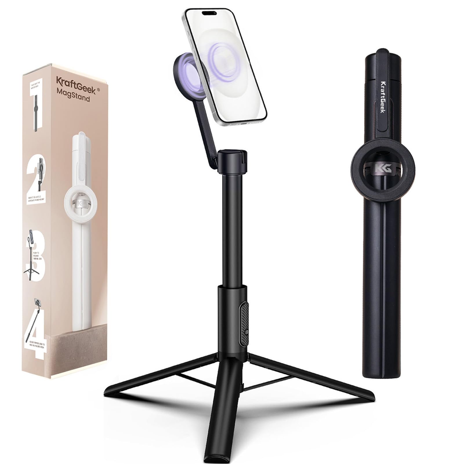 64 Magnetic Phone Tripod for iPhone MagSafe, Reinforced Aluminum Selfie Stick Tripod Stand for Video Recording, Vlogging & Travel Content Creators 64 Inches-Black
64 Magnetic Phone Tripod for iPhone MagSafe, Reinforced Aluminum Selfie Stick Tripod Stand for Video Recording, Vlogging & Travel Content Creators 64 Inches-Black