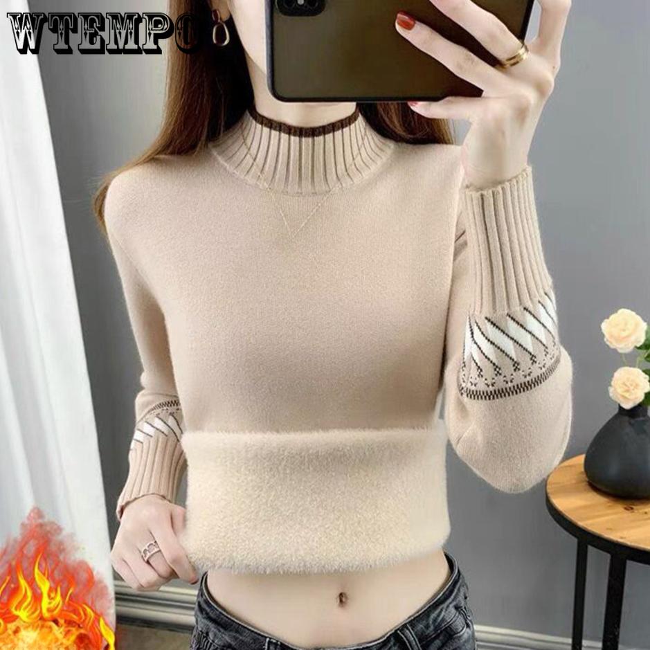 Half High Neck Knitted Sweater for Women Solid Color Casual with Plush Thick Sweater Slim and Warm Pullover Autumn and Winter XL чорний
Half High Neck Knitted Sweater for Women Solid Color Casual with Plush Thick Sweater Slim and Warm Pullover Autumn and Winter XL чорний