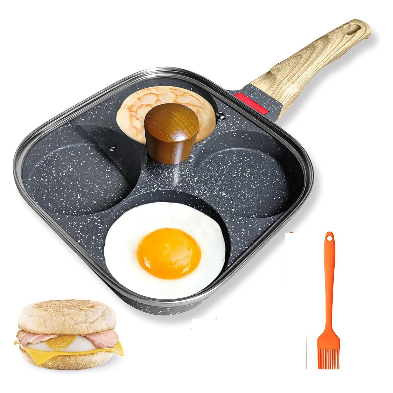 Набор сковород для яиц с антипригарным покрытием на 4 чашки с крышкой – Алюминиевая сковорода для омлета на завтрак, Включает кисточку для масла – Совместима с газовыми и индукционными плитами
Набор сковород для яиц с антипригарным покрытием на 4 чашки с крышкой – Алюминиевая сковорода для омлета на завтрак, Включает кисточку для масла – Совместима с газовыми и индукционными плитами
