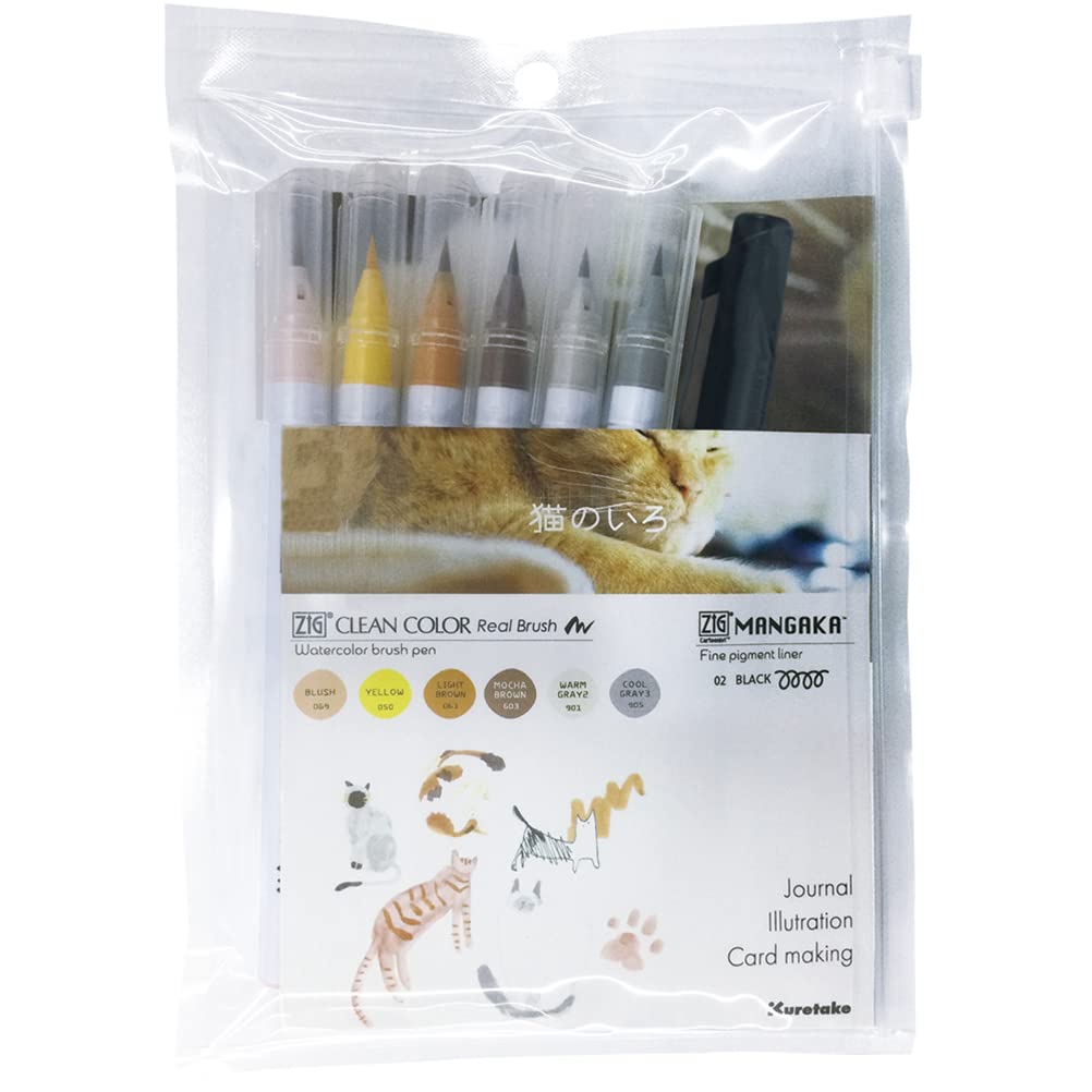 Kuretake Brush Pen Real Brush MANGAKA Cat Color + RBCN/7VL чёрный
Kuretake Brush Pen Real Brush MANGAKA Cat Color + RBCN/7VL чёрный