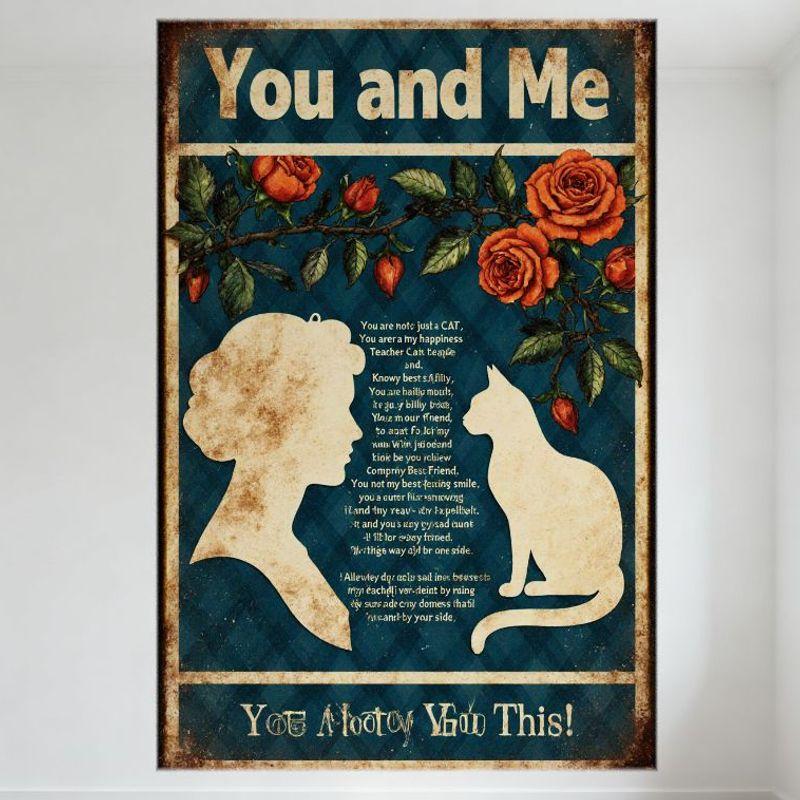 DORA Tin Sign Vintage Teal Background You and Me Cat and Woman Silhouette Tin Sign Heartfelt Cat Lover Tribute Metal Poster for Home Decor 20x30cm(7.8x11.8inch)
DORA Tin Sign Vintage Teal Background You and Me Cat and Woman Silhouette Tin Sign Heartfelt Cat Lover Tribute Metal Poster for Home Decor 20x30cm(7.8x11.8inch)