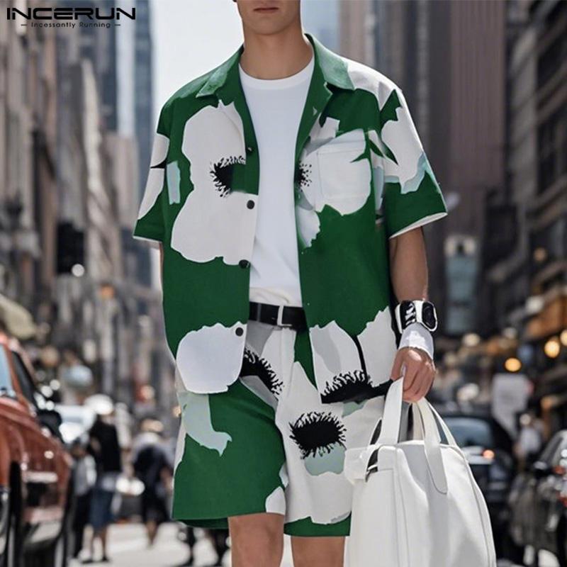 INCERUN Two Piece Suit Men Lapel Short Sleeve Shirts Shorts Floral Print Hawaiian Sets S зелёный
INCERUN Two Piece Suit Men Lapel Short Sleeve Shirts Shorts Floral Print Hawaiian Sets S зелёный