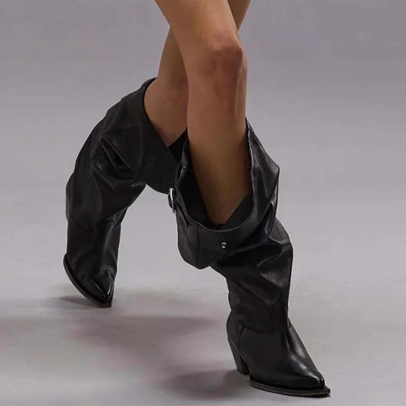 Гострий носок Жіночі плісировані чоботи Взуття на середніх підборах Дизайнерське брендове взуття Гладіаторське взуття Модні човники Western Botas Mujer 40
Гострий носок Жіночі плісировані чоботи Взуття на середніх підборах Дизайнерське брендове взуття Гладіаторське взуття Модні човники Western Botas Mujer 40