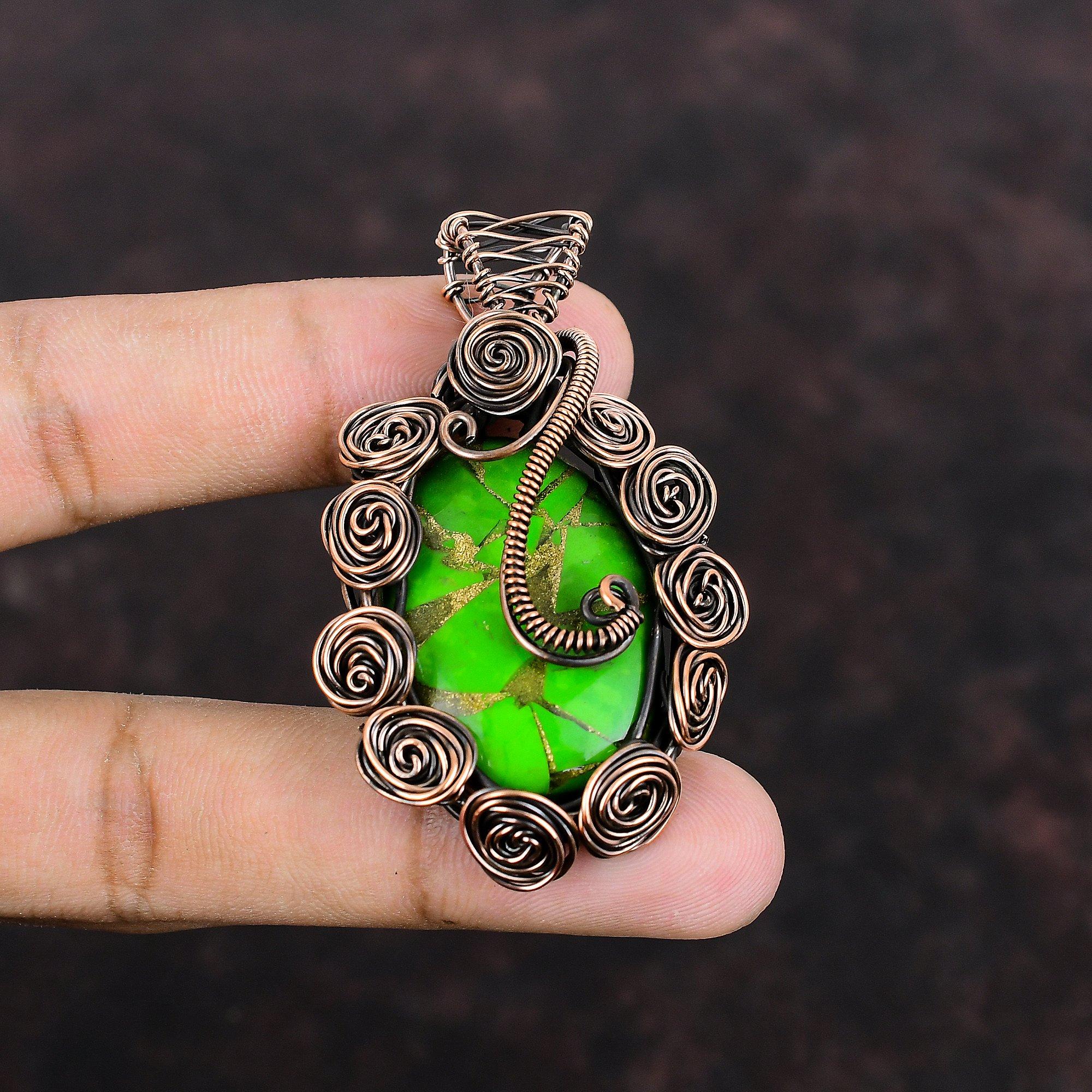Copper Green Turquoise Pendant Copper Wire Wrapped Pendant Handmade Pendant Wire Wrap Jewelry Gemstone Pendant Copper Jewelry Gift For Women
Copper Green Turquoise Pendant Copper Wire Wrapped Pendant Handmade Pendant Wire Wrap Jewelry Gemstone Pendant Copper Jewelry Gift For Women