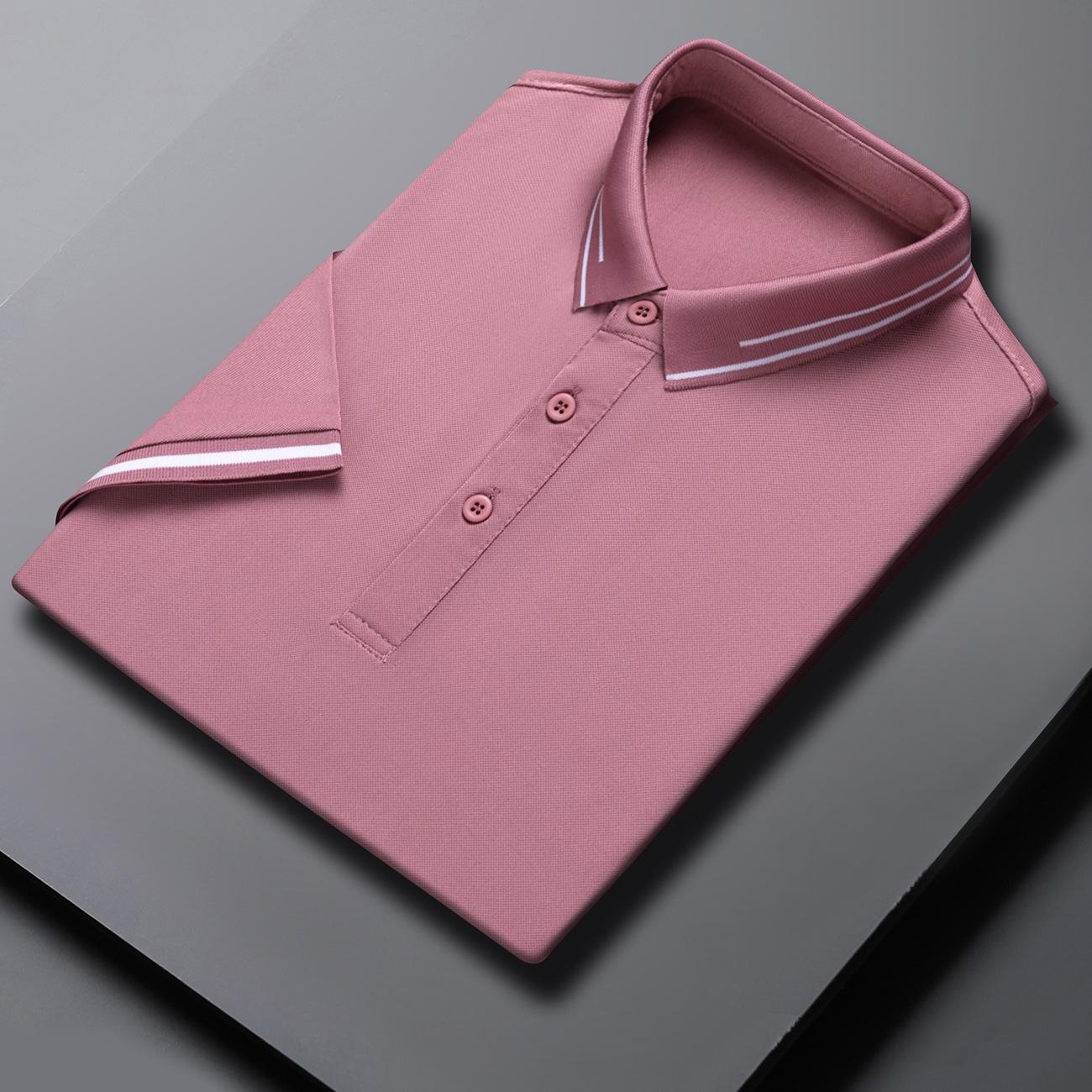 Summer Short-sleeved T-shirt Men s Solid Color Casual Lapel Striped Men s Polo Shirt for Young and Middle-aged People
Summer Short-sleeved T-shirt Men s Solid Color Casual Lapel Striped Men s Polo Shirt for Young and Middle-aged People