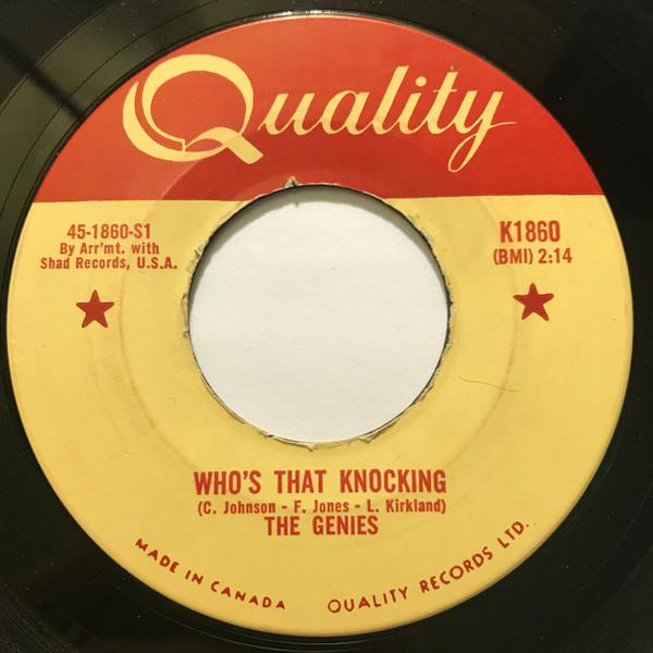 7inch Record GENIES - Who s That Knocking / The First Tim K1860 Quality 1959 Canada Soul/Funk Used
7inch Record GENIES - Who s That Knocking / The First Tim K1860 Quality 1959 Canada Soul/Funk Used