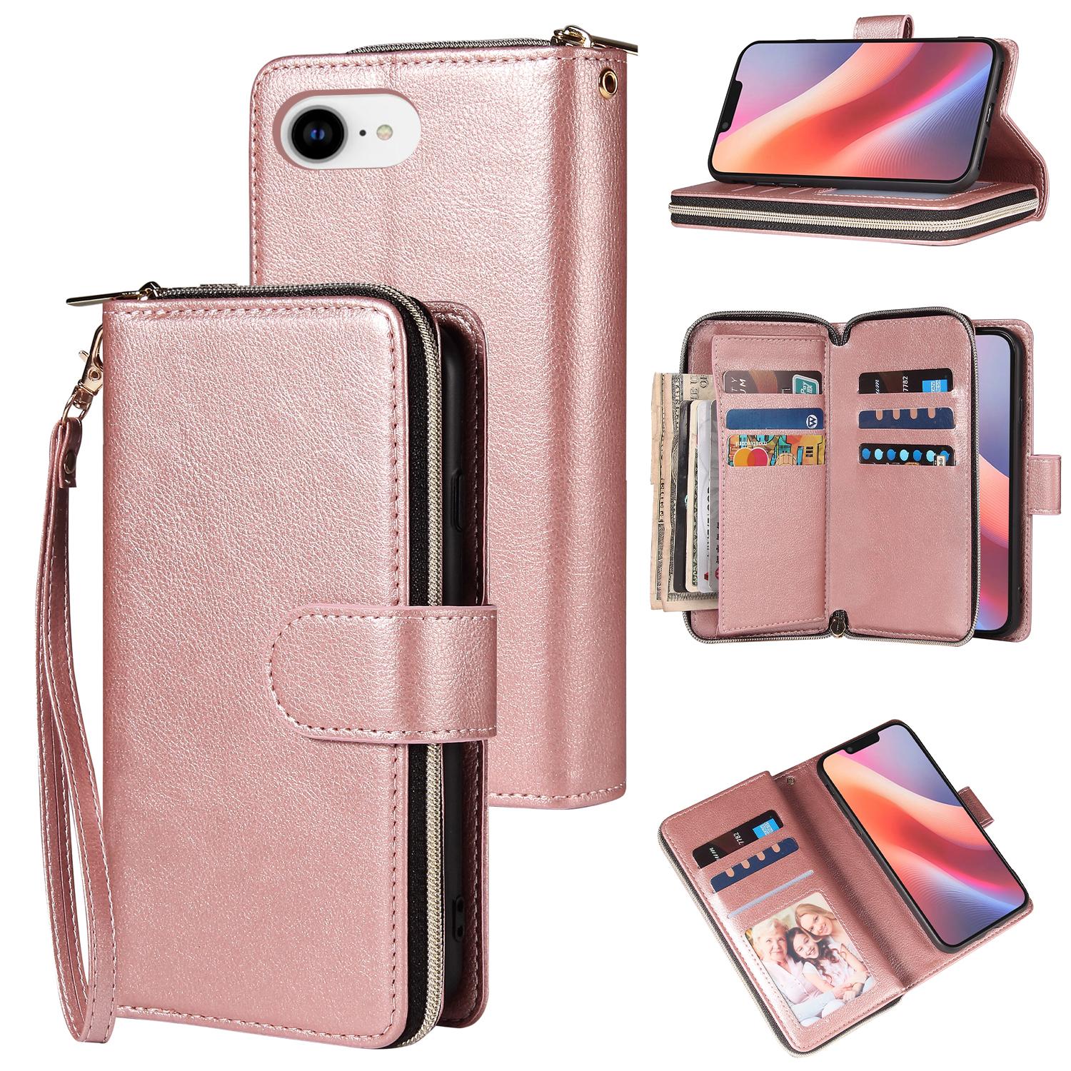 For iPhone 16e Case Zipper Pocket PU Leather Phone Cover with Hand Strap Rose Gold
For iPhone 16e Case Zipper Pocket PU Leather Phone Cover with Hand Strap Rose Gold