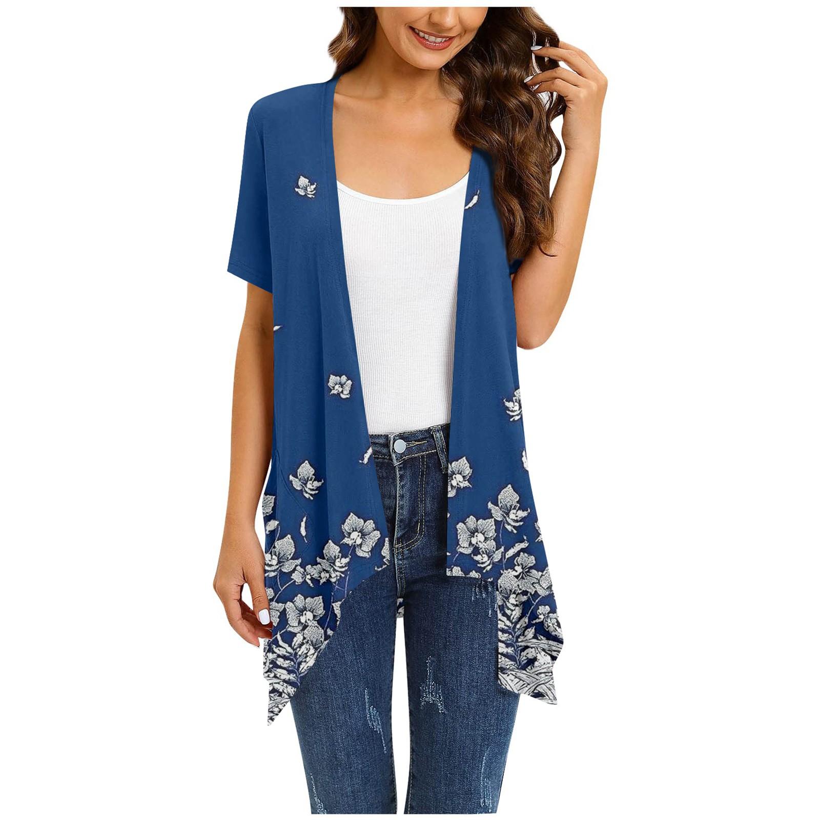 Women s Floral Print Irregular Short-sleeved Cardigan Jacket With Pockets XL темно-синього кольору
Women s Floral Print Irregular Short-sleeved Cardigan Jacket With Pockets XL темно-синього кольору
