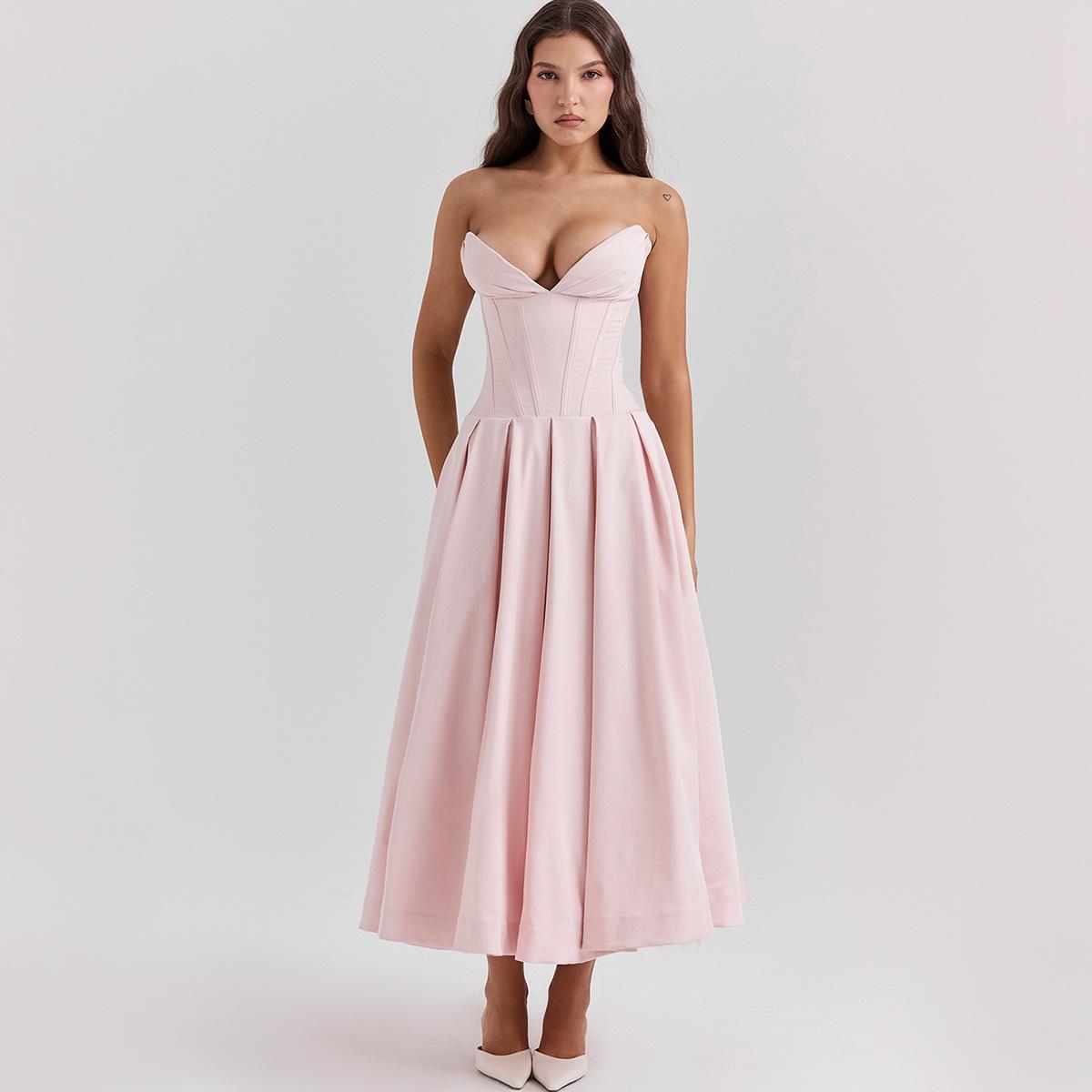 New temperament long dress tube top skirt V sharp corner fish bone waist A pendulum dress women, European and American long dress dress L світло-рожевий колір
New temperament long dress tube top skirt V sharp corner fish bone waist A pendulum dress women, European and American long dress dress L світло-рожевий колір