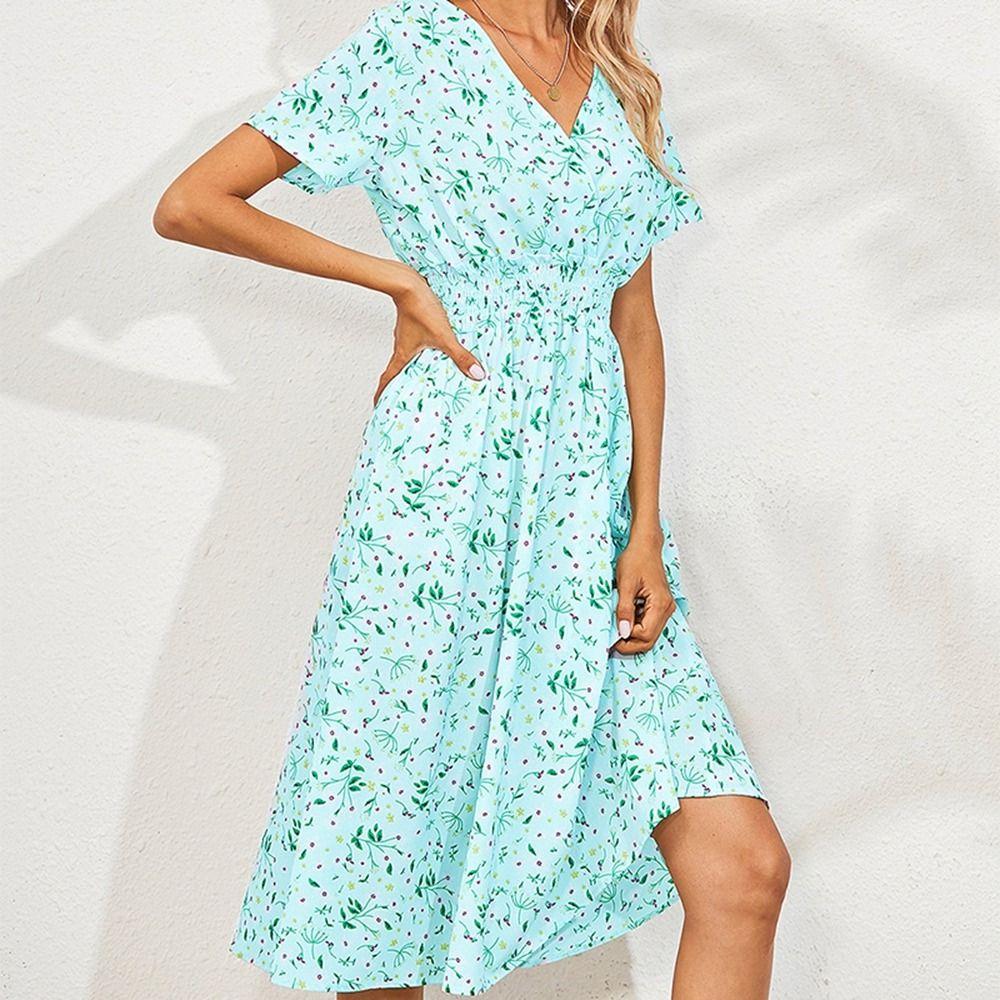 High Waisted Printed Hem Dress V-neck Collar Boho Floral Print Dresses Beachwear Outfit M красный
High Waisted Printed Hem Dress V-neck Collar Boho Floral Print Dresses Beachwear Outfit M красный