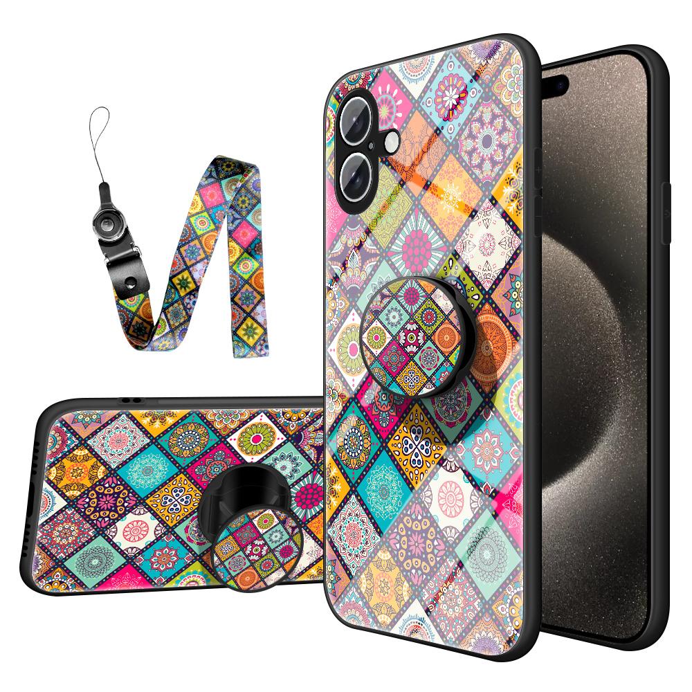 For iPhone 16 Plus Case Kickstand Ethnic Pattern Tempered Glass Phone Cover with Strap Checkered Pattern
For iPhone 16 Plus Case Kickstand Ethnic Pattern Tempered Glass Phone Cover with Strap Checkered Pattern