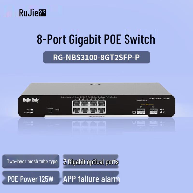 Ruijie 8-Port Gigabit PoE+ Cloud Managed Switch
Ruijie 8-Port Gigabit PoE+ Cloud Managed Switch