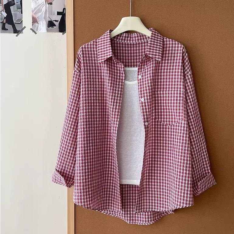 Korean Japanese Style Plaid Sun Protection Blouse for Women Loose Casual Spring Autumn Shirt XL рожевий
Korean Japanese Style Plaid Sun Protection Blouse for Women Loose Casual Spring Autumn Shirt XL рожевий