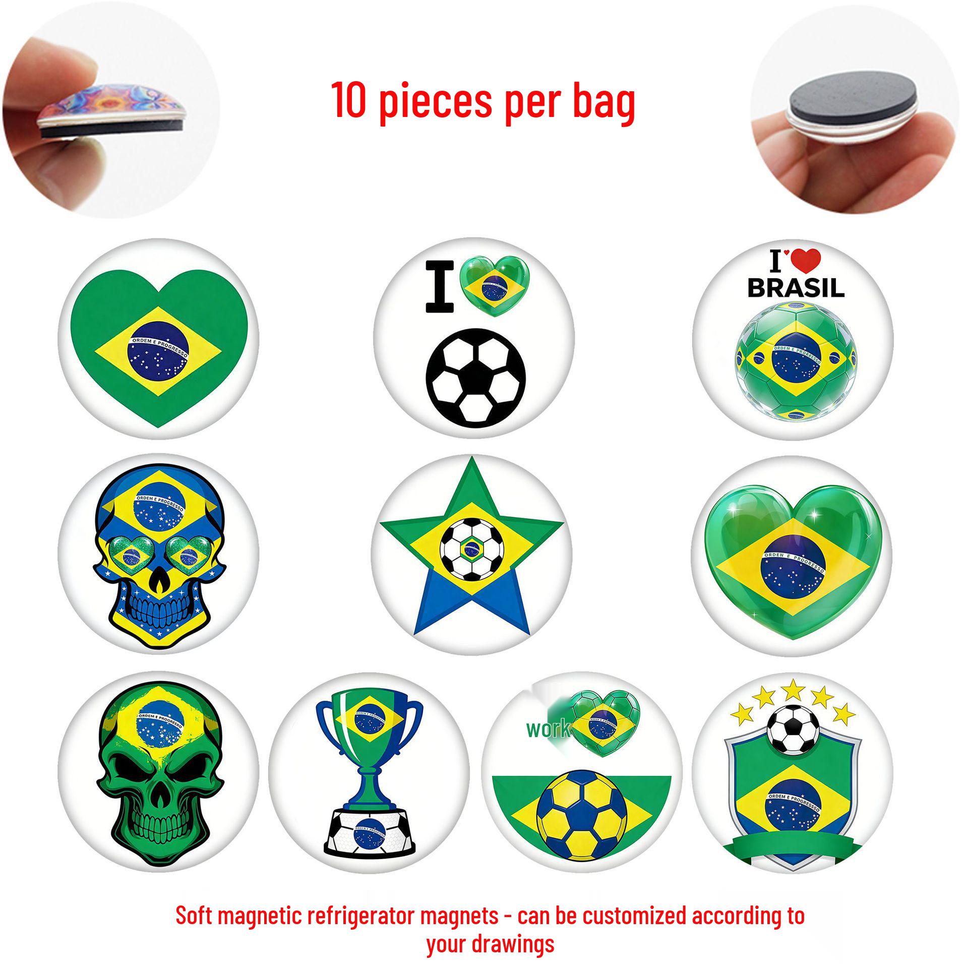 Brazil Flag Football Trophy Skull Crystal Glass Magnet Sticker 25 mm Refrigerator Magnet Set of 10 (BLY494)
Brazil Flag Football Trophy Skull Crystal Glass Magnet Sticker 25 mm Refrigerator Magnet Set of 10 (BLY494)