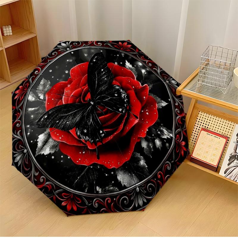 Red Rose in Ornate Circle Theme Automatic Umbrella Compact 8-Rib Design Sturdy Construction Durable Umbrella Stylish Accessory
Red Rose in Ornate Circle Theme Automatic Umbrella Compact 8-Rib Design Sturdy Construction Durable Umbrella Stylish Accessory
