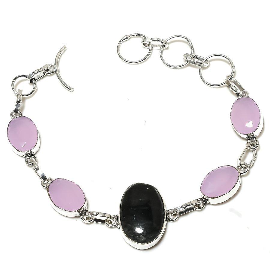 Браслет из стерлингового серебра 925 пробы с натуральным лабрадоритом и халцедоном, 7–8 дюймов e9z02
Браслет из стерлингового серебра 925 пробы с натуральным лабрадоритом и халцедоном, 7–8 дюймов e9z02