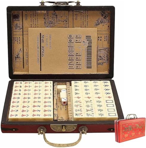 Retro classic Mahjong game set with 144 Mahjong tiles and 2 dice / Packaged in a beautiful vintage wooden box with clearly written instructions, perfe
Retro classic Mahjong game set with 144 Mahjong tiles and 2 dice / Packaged in a beautiful vintage wooden box with clearly written instructions, perfe