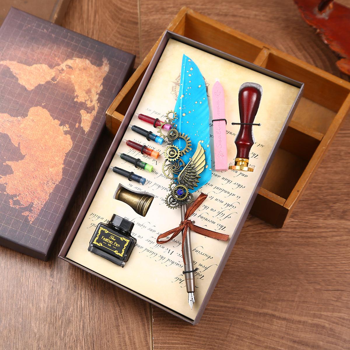 Vintage Gifts Academy Pen Set Ink Bag Fire Paint Seal Feather Pen Gift Box Set Creative Steel 0.5mm
Vintage Gifts Academy Pen Set Ink Bag Fire Paint Seal Feather Pen Gift Box Set Creative Steel 0.5mm