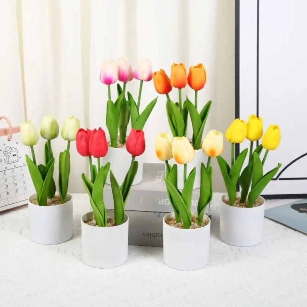 Plant Silk Flower Tulips Flower Bonsai Artificial Decoration Flowers Tulips Pot Office Room Home
Plant Silk Flower Tulips Flower Bonsai Artificial Decoration Flowers Tulips Pot Office Room Home