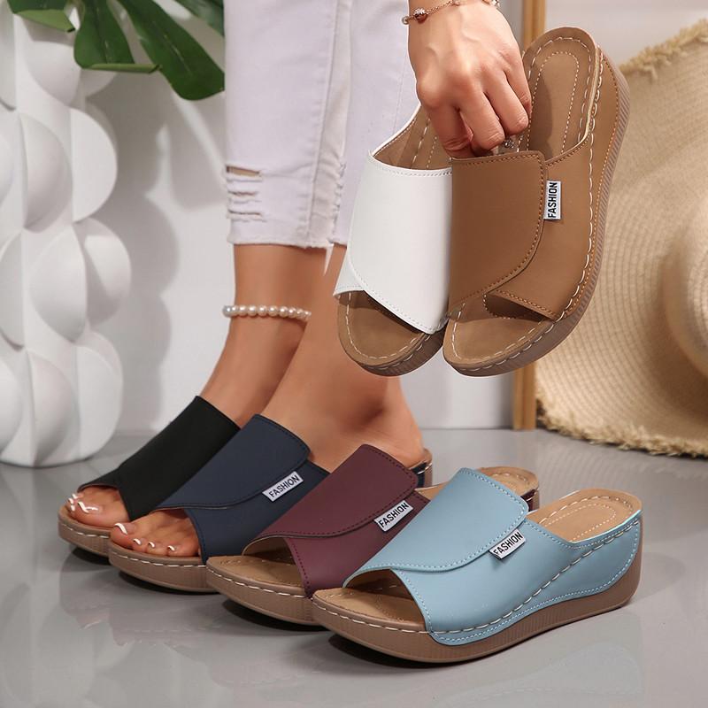 European and American women s shoes summer new comfortable slope heel independent station slippers simple large size cool large size drag women 36
European and American women s shoes summer new comfortable slope heel independent station slippers simple large size cool large size drag women 36