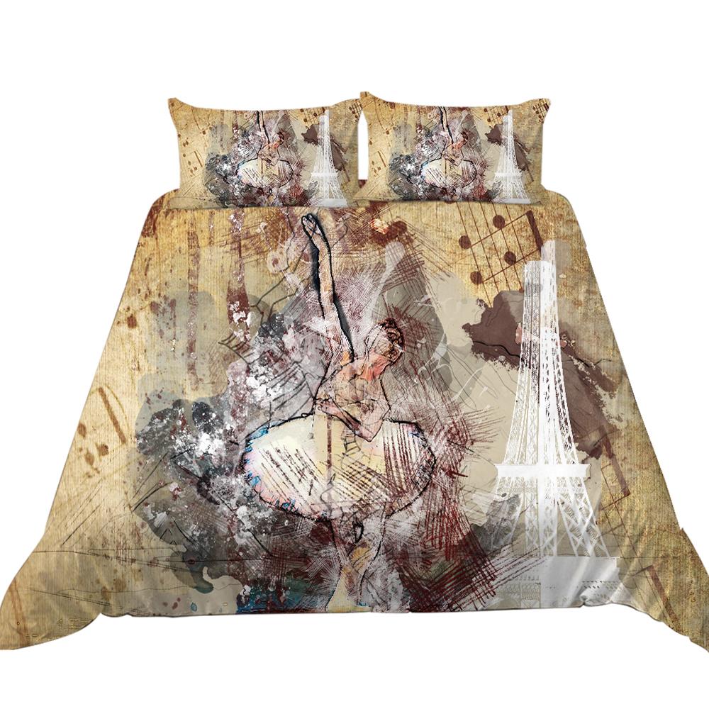 Роскошный домашний комплект постельного белья с 3D танцевальным узором, полноразмерное пододеяльник и наволочка, моющееся удобное постельное белье для спальни с принтом теней для танца EU Single 135x200cm