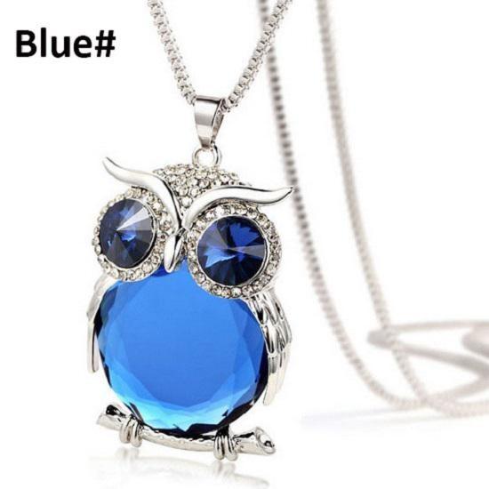 Женское Качество Высокая Мода Стразы Кристалл Подвеска Животное Длинная Цепочка для Свитера Ожерелье Ювелирные Изделия 4.8*4cm синий