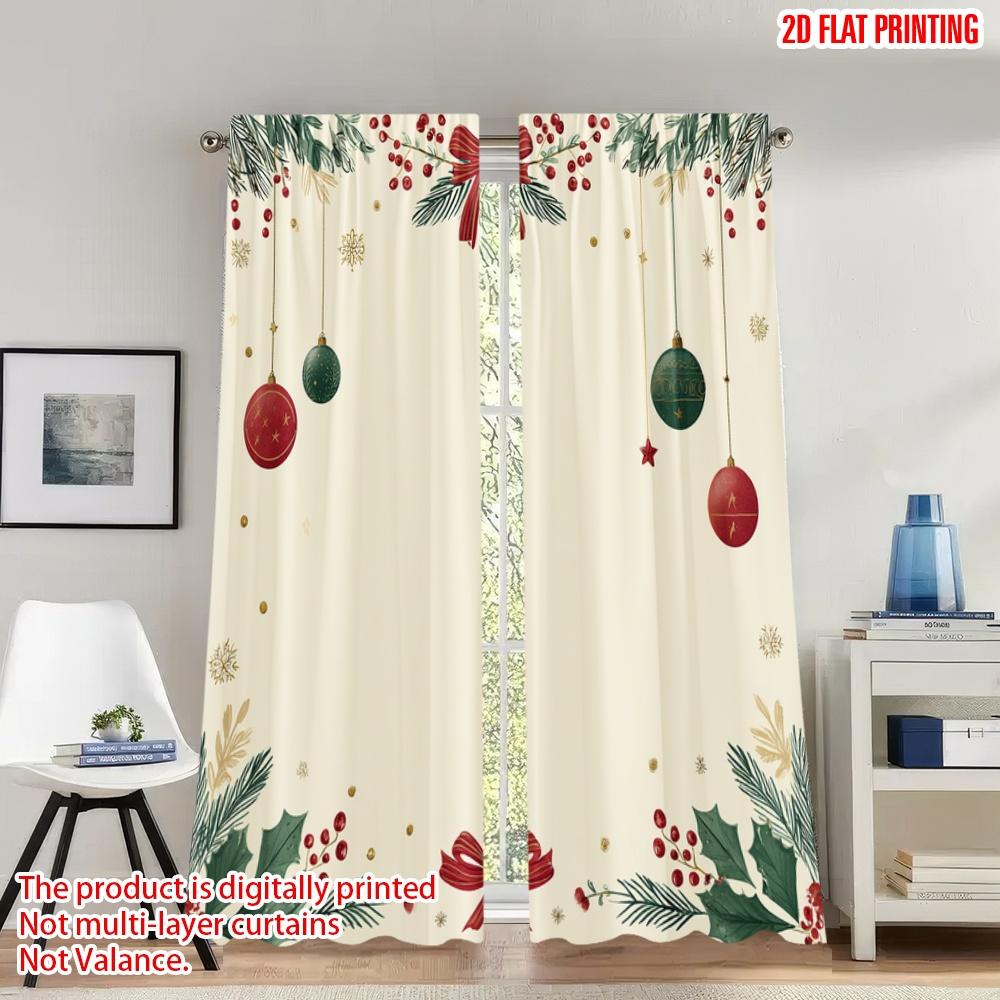 Set Of 2 Flat Printing Merry Christmas Party Curtains Holly Garland Bows Ornaments Digital Printed Polyester Drapes Curtain Made W100*H70(CM)-Grommet top&2PCS
Set Of 2 Flat Printing Merry Christmas Party Curtains Holly Garland Bows Ornaments Digital Printed Polyester Drapes Curtain Made W100*H70(CM)-Grommet top&2PCS